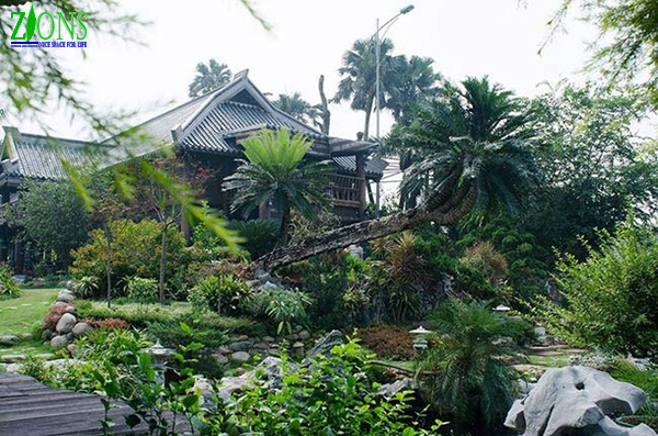 Thiết kế sân vườn biệt thự phong cách nhiệt đới 