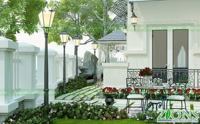 thiết kế sân vườn biệt thự spenldora 
