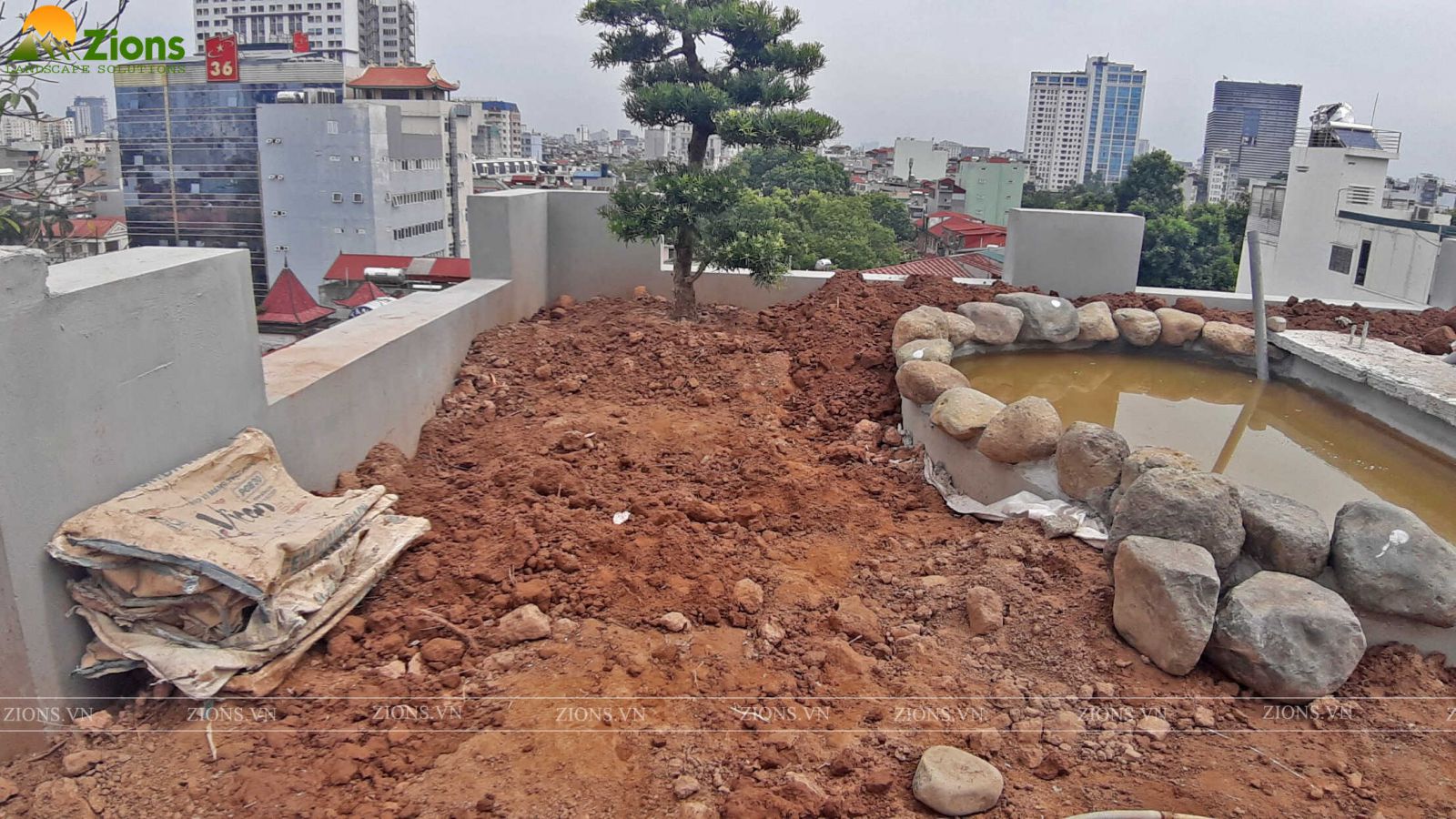 thi công vườn trên mái