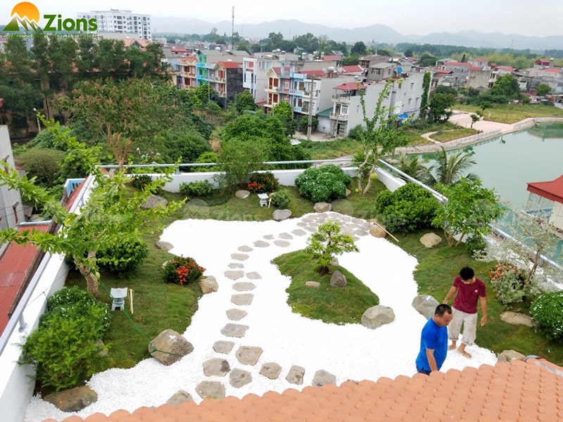 thi công sân vườn trên mái Bắc Giang