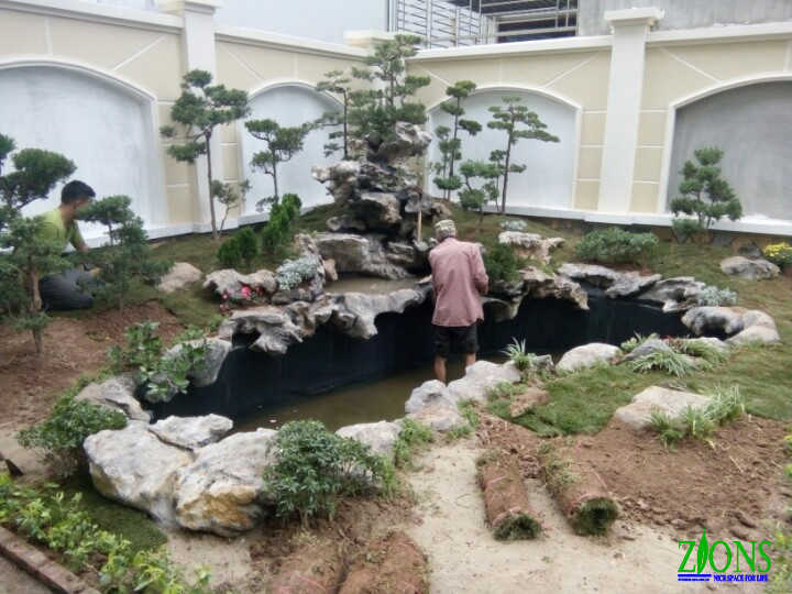 Thi công bể koi sân vườn biệt thự Hà Nam 