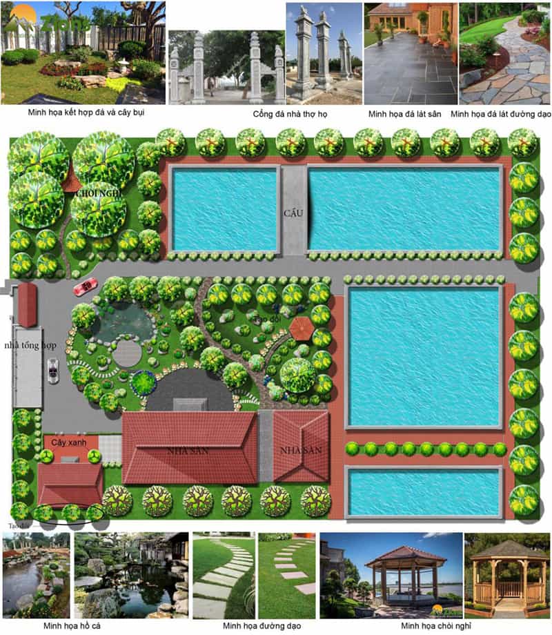 Bản vẽ thiết kế sân vườn biệt thự