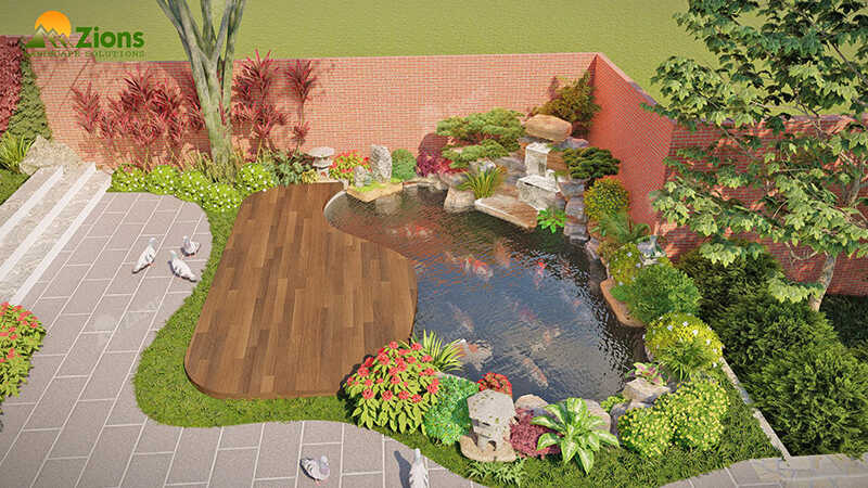 thiết kế thi công sân vườn biệt thự, hồ cá koi tại tuyên quang