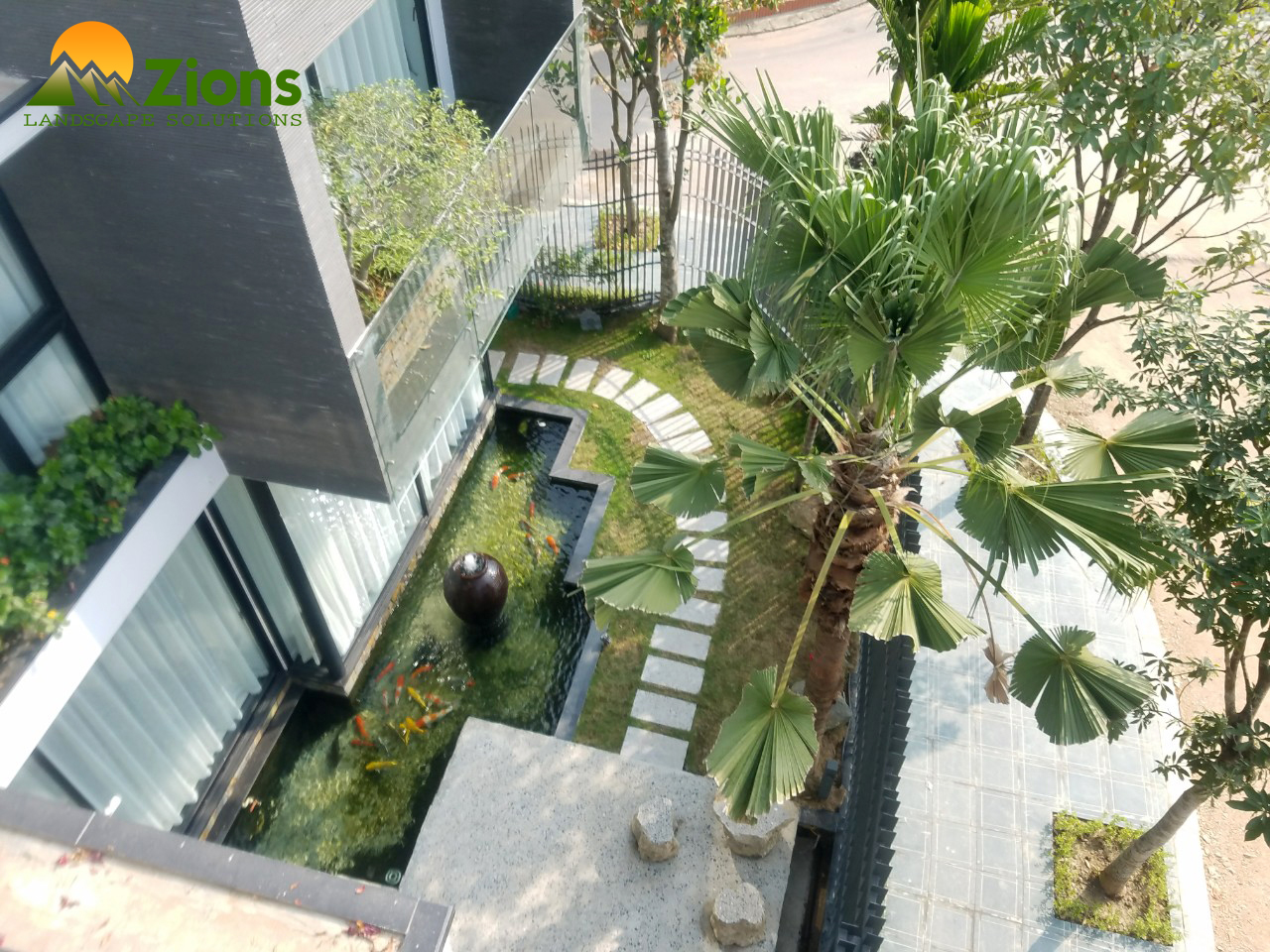 Hồ cá Koi ngoài trời hiện đại tại thái Nguyên