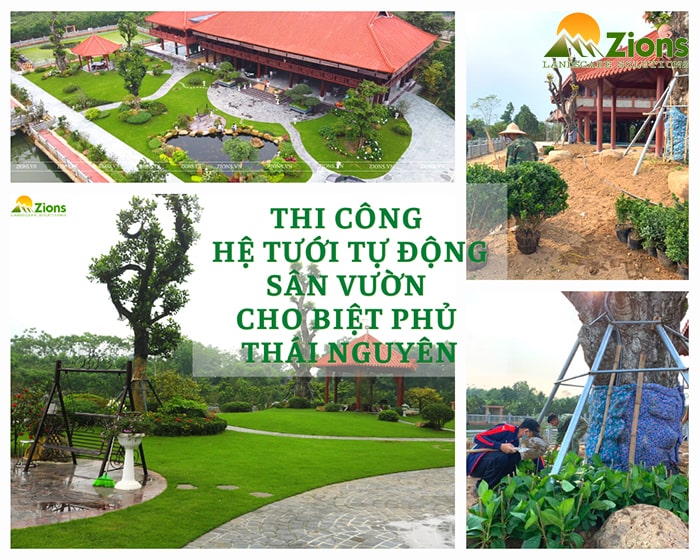 Thi công hệ tưới tự động sân vườn Thái Nguyên