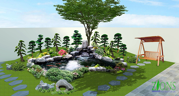 thiết kế sân vườn biệt thự tại Hà Nam 