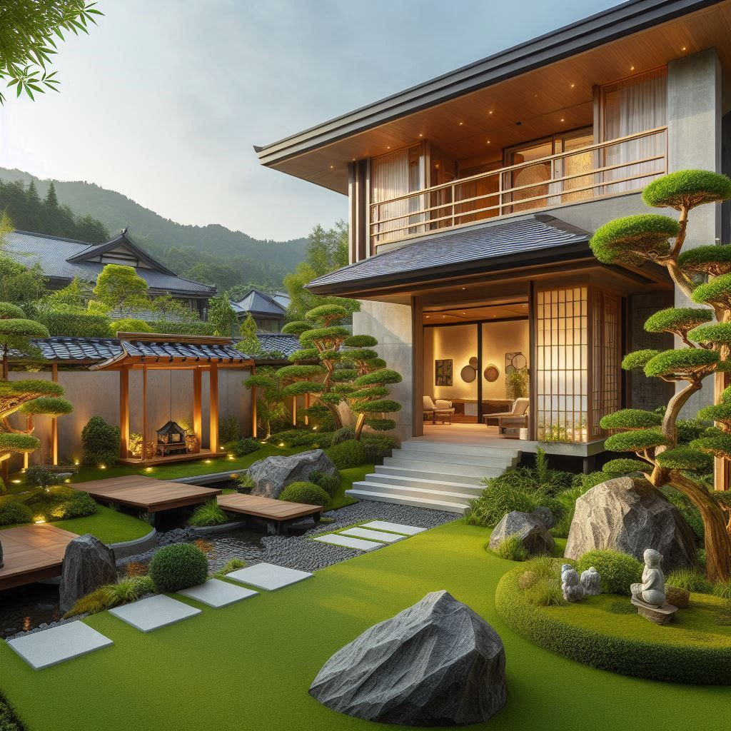 Thiết kế sân vườn Nhật Bản kết hợp nhà Nhật 