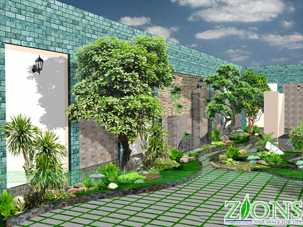 thiết kế sân vườn biệt thự đô thị vinhomes green bay