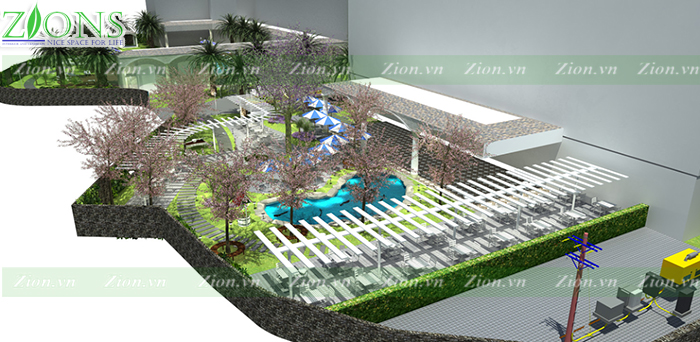 thiết kế cảnh quan sân vườn khách sạn habana thái nguyên 