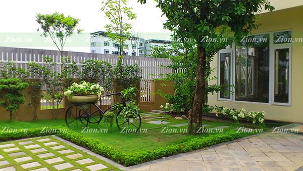 thiết kế sân vườn biệt thự  khu đô thị Palm Garden Việt Hưng