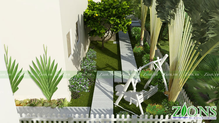 thiết kế sân vườn biệt thự Ecopark