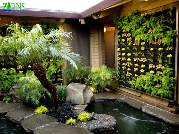 Thiết kế sân vườn biệt thự nhiệt đới 