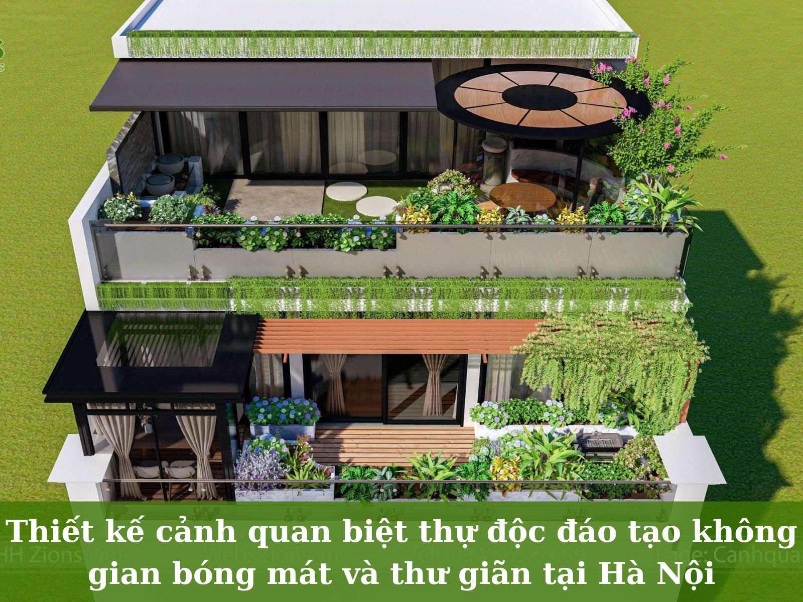 Thiết kế cảnh quan biệt thự độc đáo tạo không gian bóng mát và thư giãn tại Hà Nội