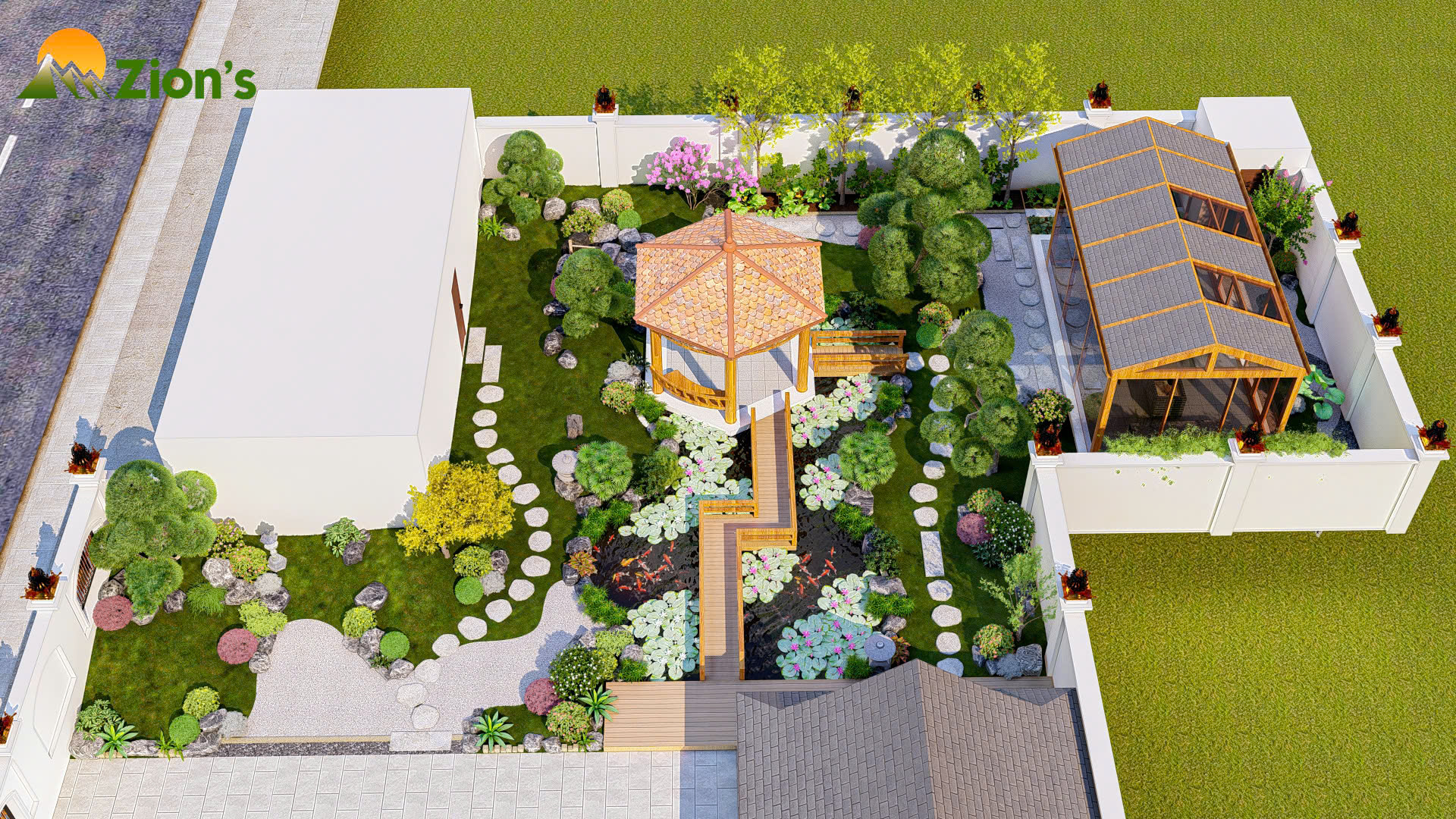 50 mẫu thiết kế sân vườn được yêu thích nhất năm 2024 | Design by Zions